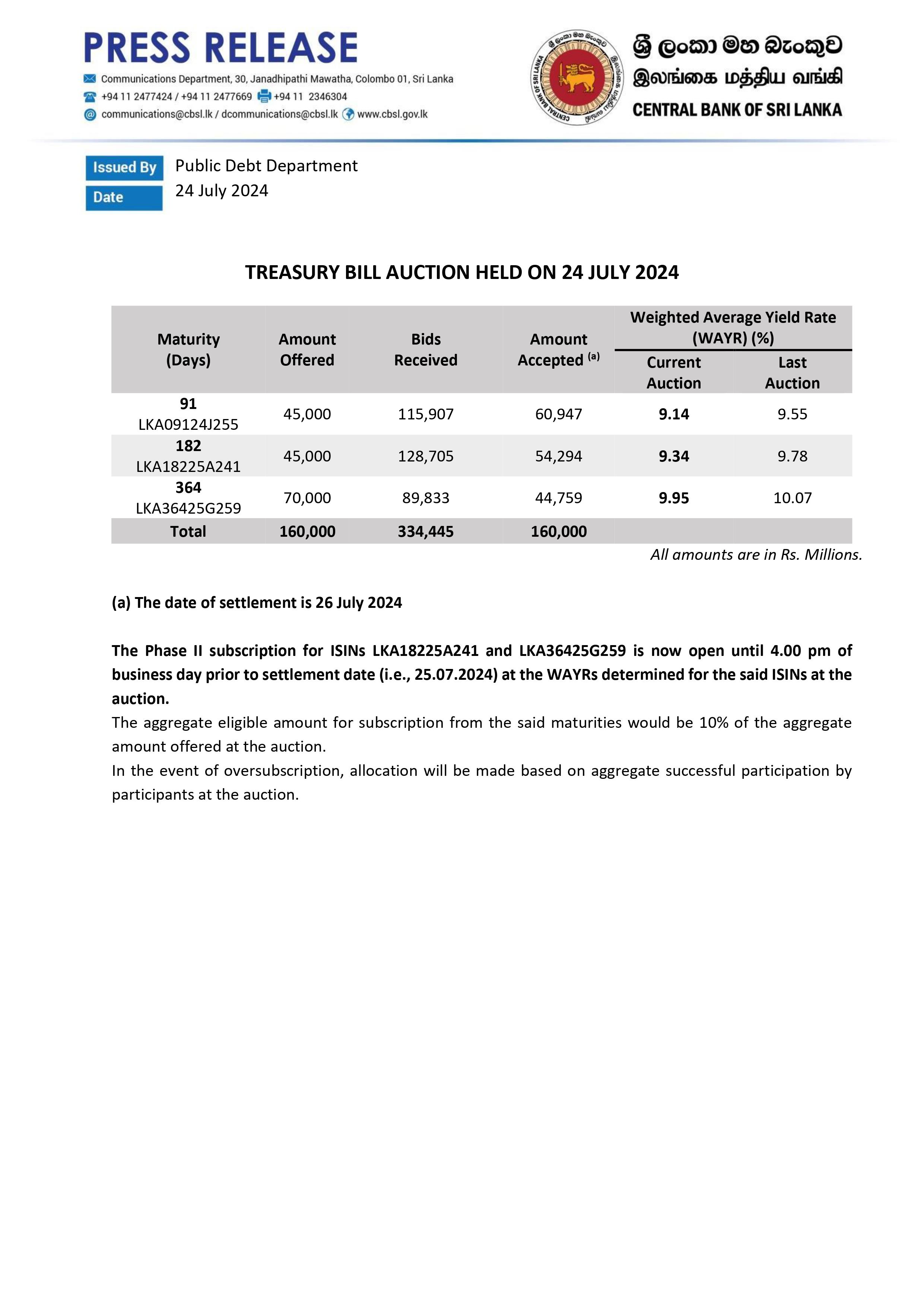 T bill Press Release E 24.07.2024