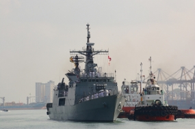 Bangladeshi Naval ship in the island