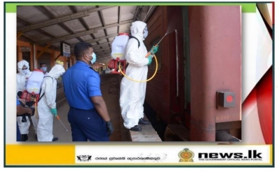 Navy conducts sterilization of Trincomalee railway station