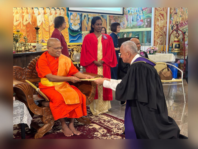 Over hundred Singaporeans receive degrees and diplomas in Buddhism from college affiliated to Buddhist and Pali University of Sri Lanka