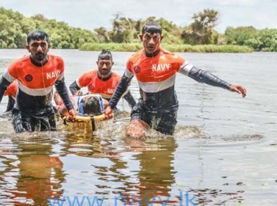 Navy rescues a person drowning in Kalu Ganga