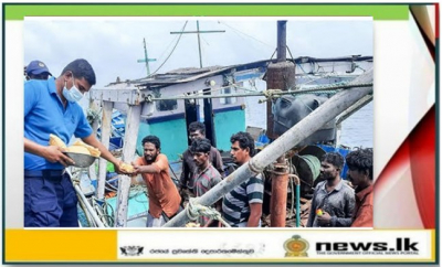 A group of Indian fishermen stranded in Sri Lankan waters rescued by the Navy