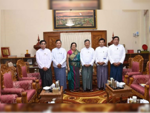 The Ambassador of Sri Lanka to Myanmar meets with the Union Ministers for Hotels and Tourism, Religious Affairs and Culture, and Science and Technology of Myanmar