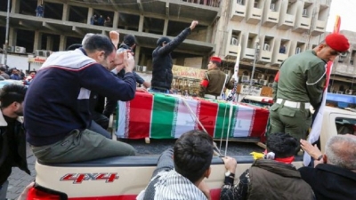 Mourners gather in Baghdad for funeral procession