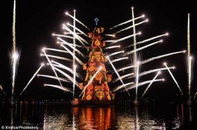 Brazil lights up largest ever floating Christmas 'tree'