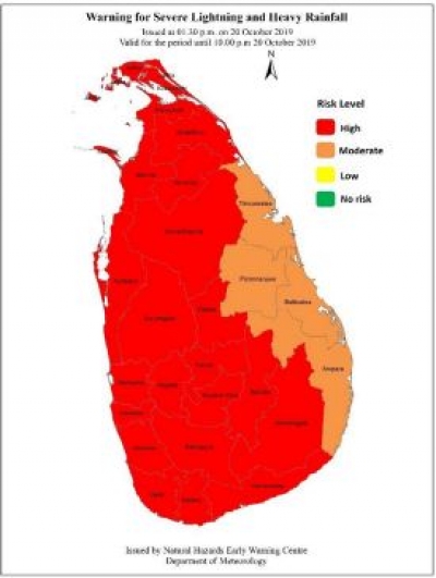 Red Warning for Severe Lightning and heavy rainfall